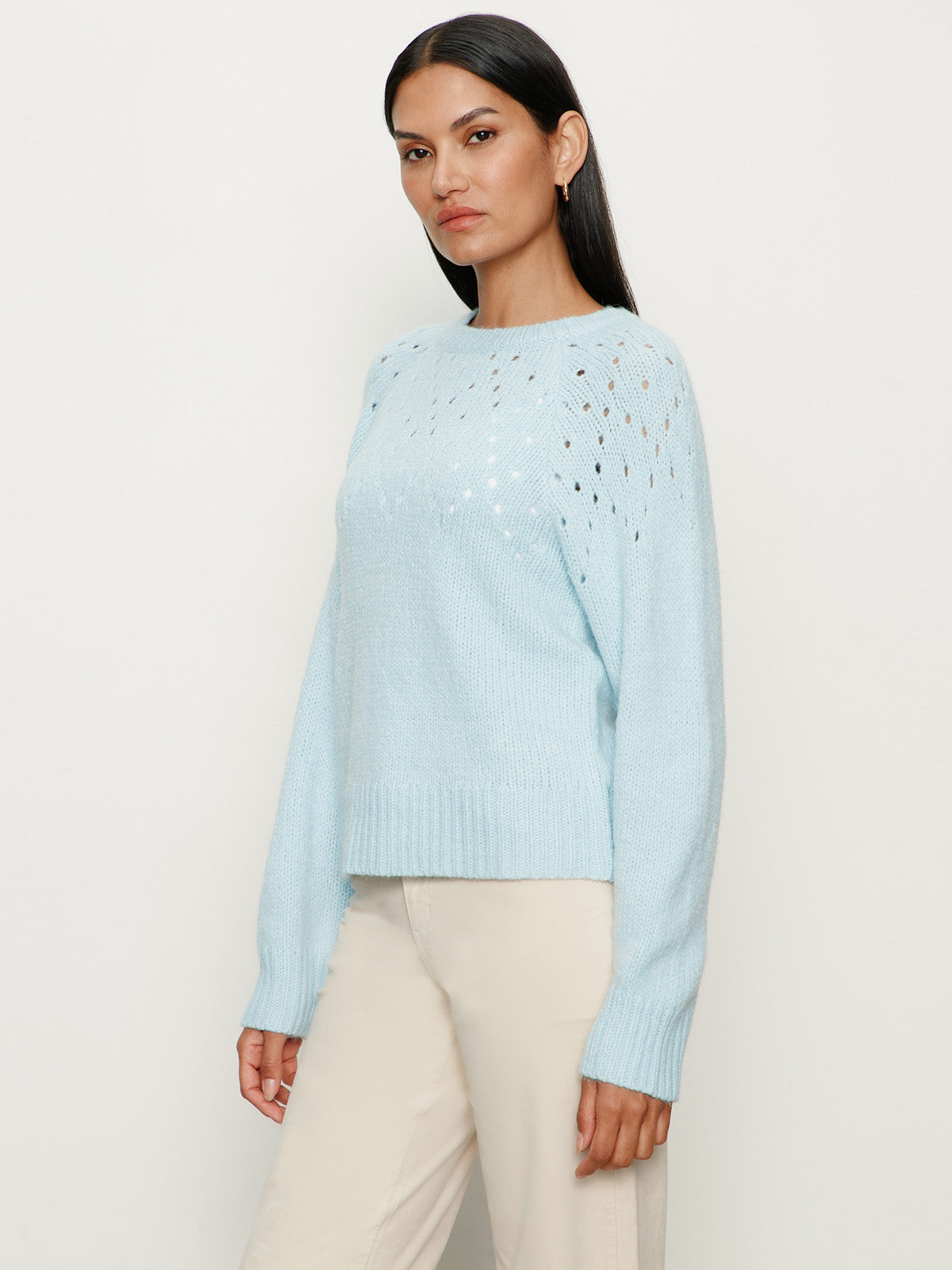 Femme Openwork Sweater Aquamarine