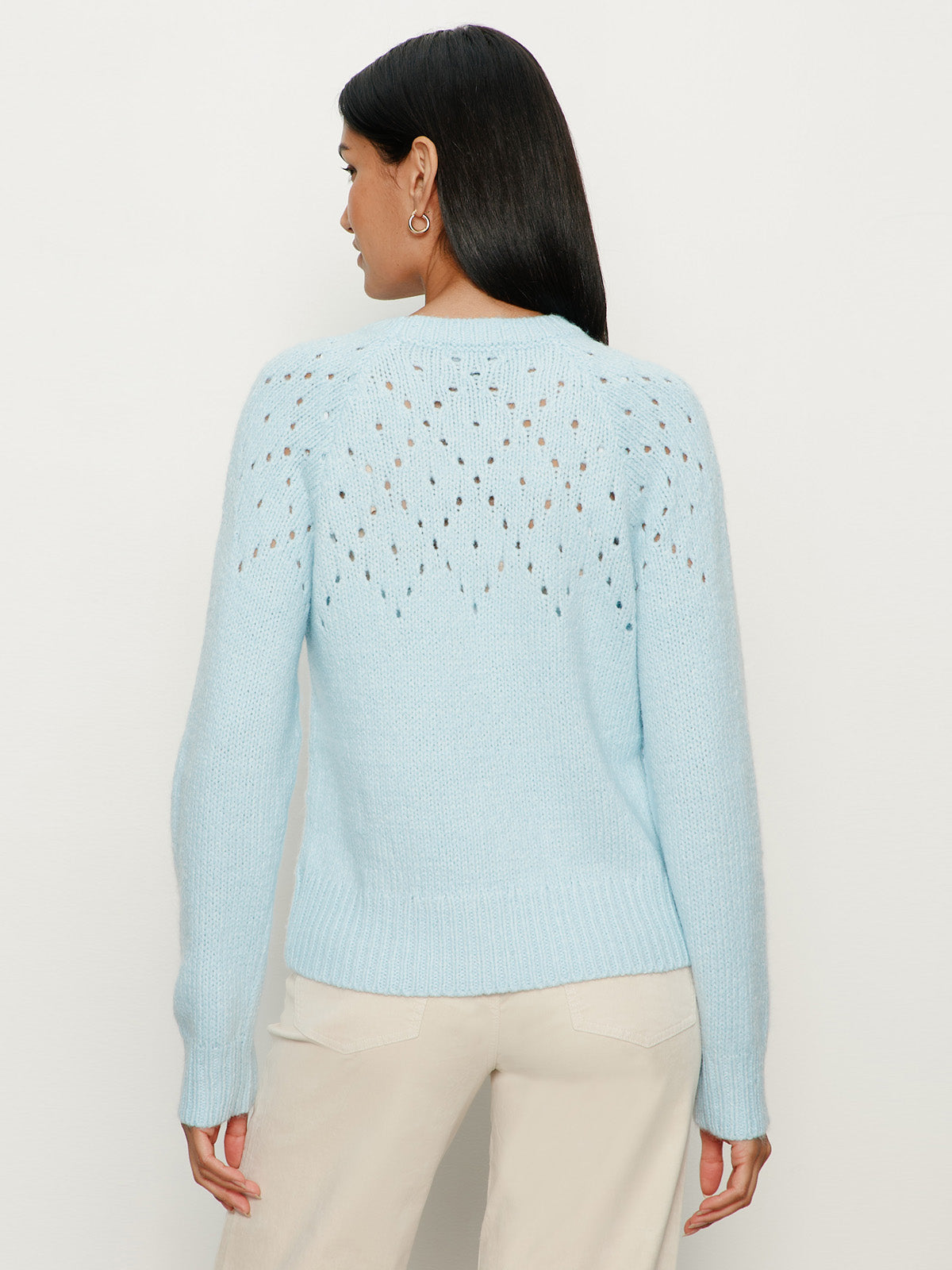 Femme Openwork Sweater Aquamarine