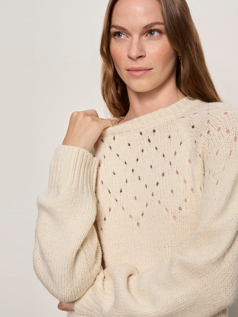 Femme Openwork Sweater Vanilla Creme