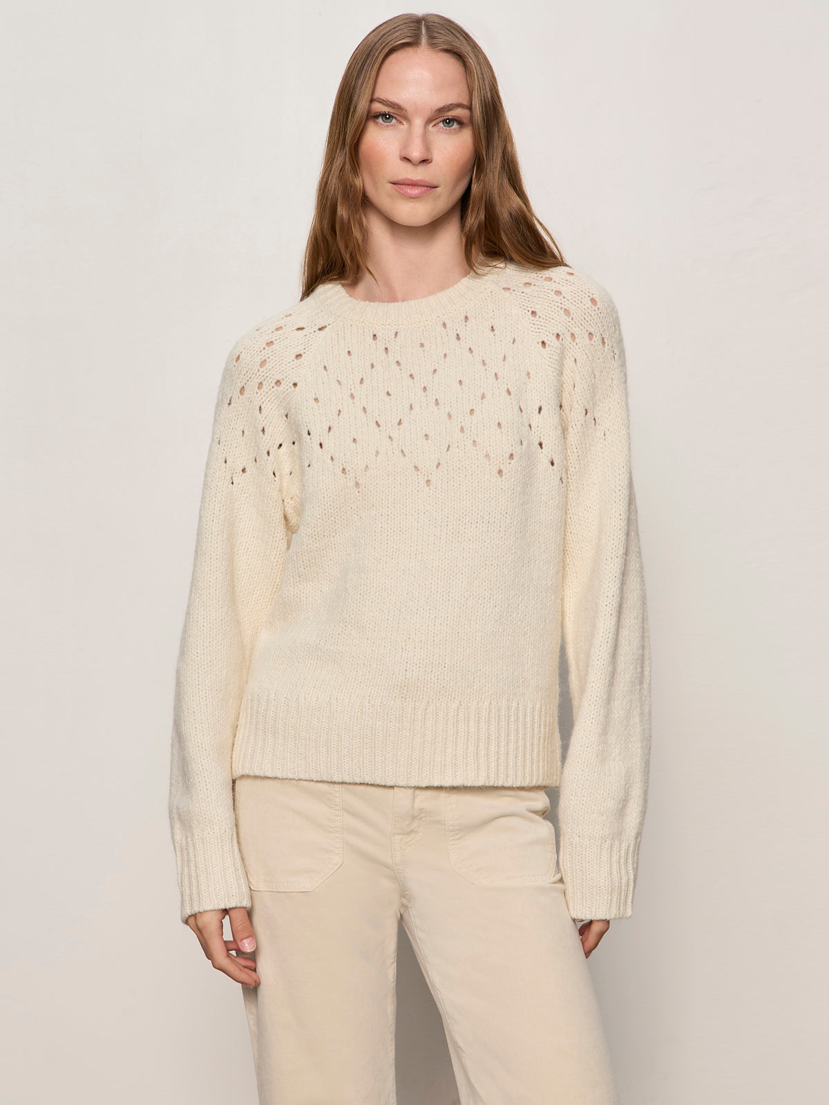 Femme Openwork Sweater Vanilla Creme