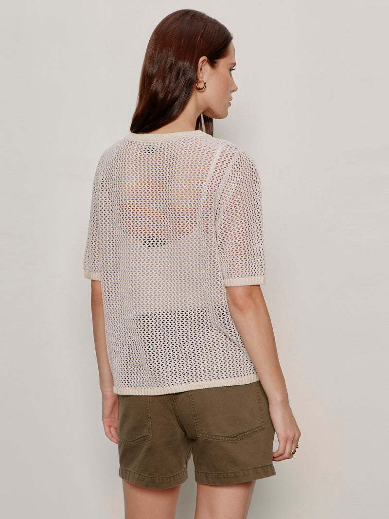 Open Knit Sweater Tee Petal/Rich Collagen Stripe alt 1