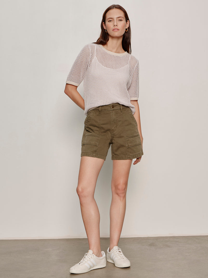 Open Knit Sweater Tee Petal/Rich Collagen Stripe alt 4