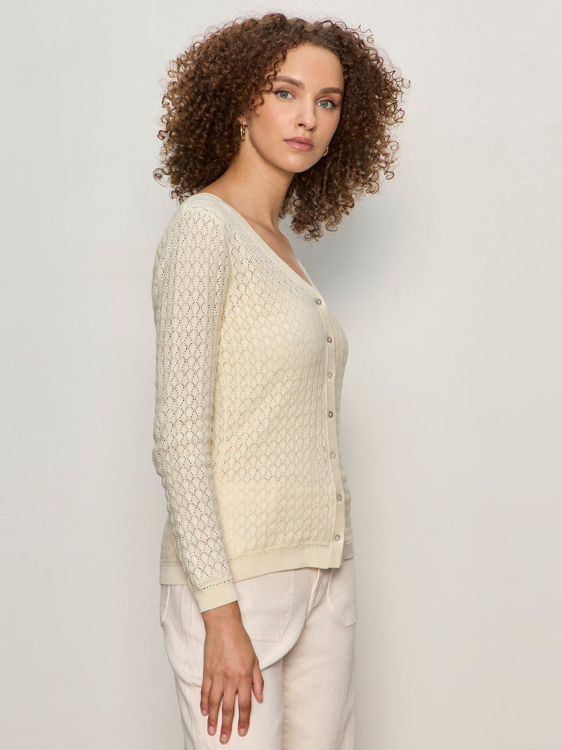 Everyday Pointelle Cardigan Collagen alt 2