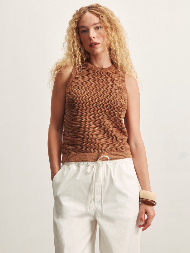 Natural State Halter Tank Toasted Coconut Metallic