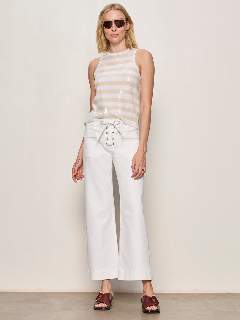 Summer Shine Sequin Shell Sweater Summer Sand / White Stripe alt 4