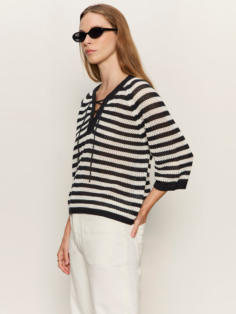 Lace Up Sweater Tee Black/Chalk alt 3