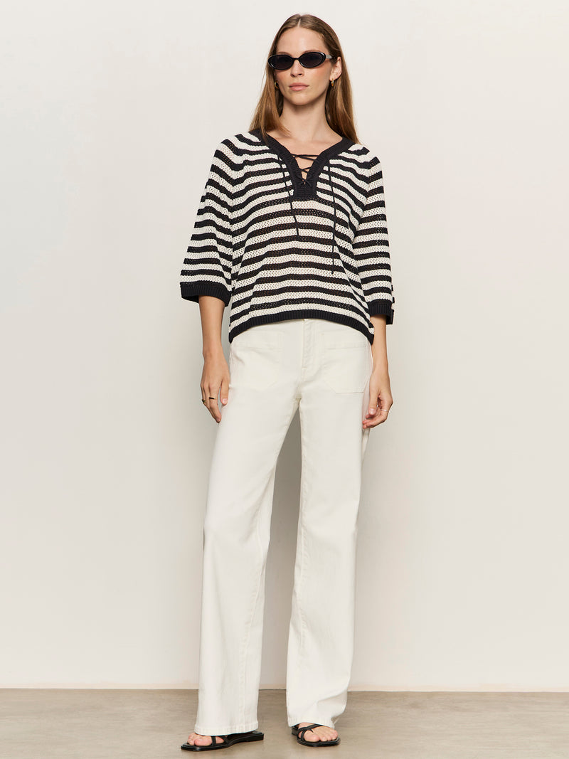 Lace Up Sweater Tee Black/Chalk alt 4