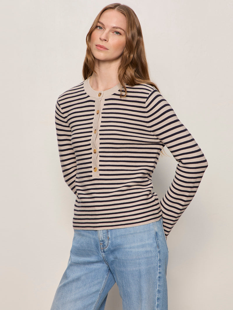 Everyday Henley Sweater Dark Opal/Inkstorm Stripe alt 2
