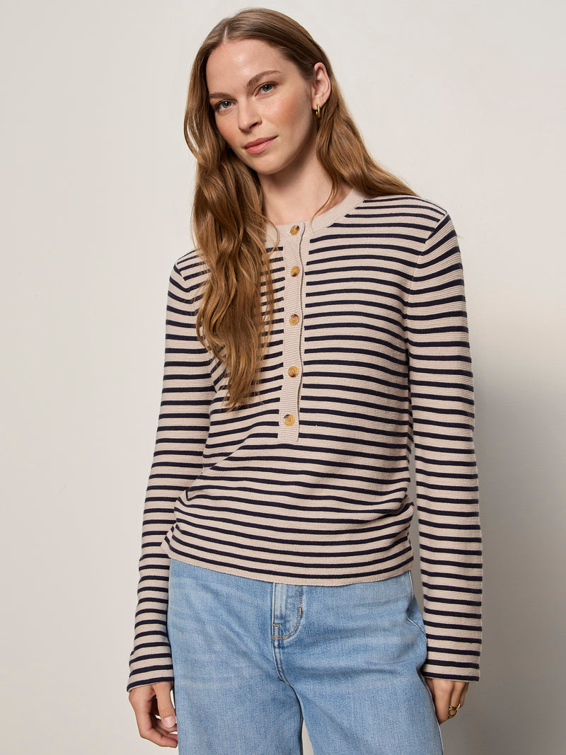 Everyday Henley Sweater Dark Opal/Inkstorm Stripe alt 3