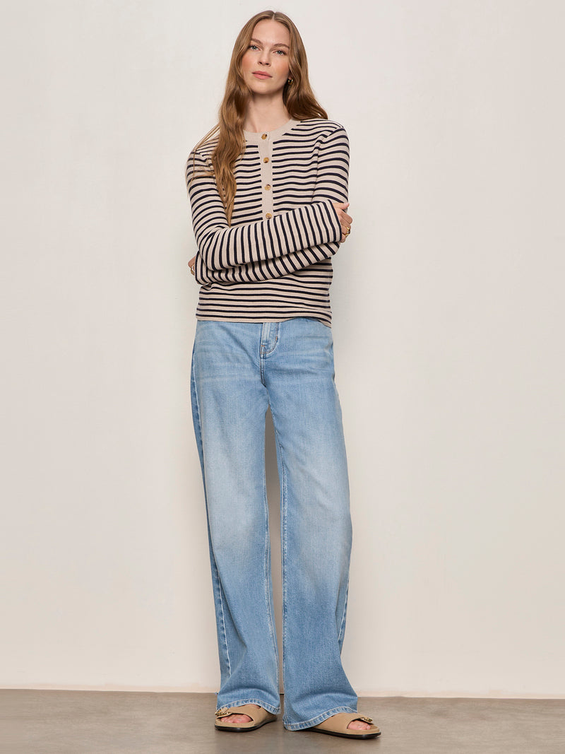 Everyday Henley Sweater Dark Opal/Inkstorm Stripe alt 5