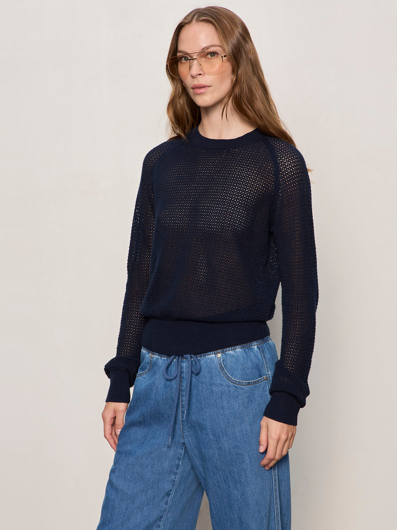 Soleil Open Stitch Sweater Navy Blazer alt 2