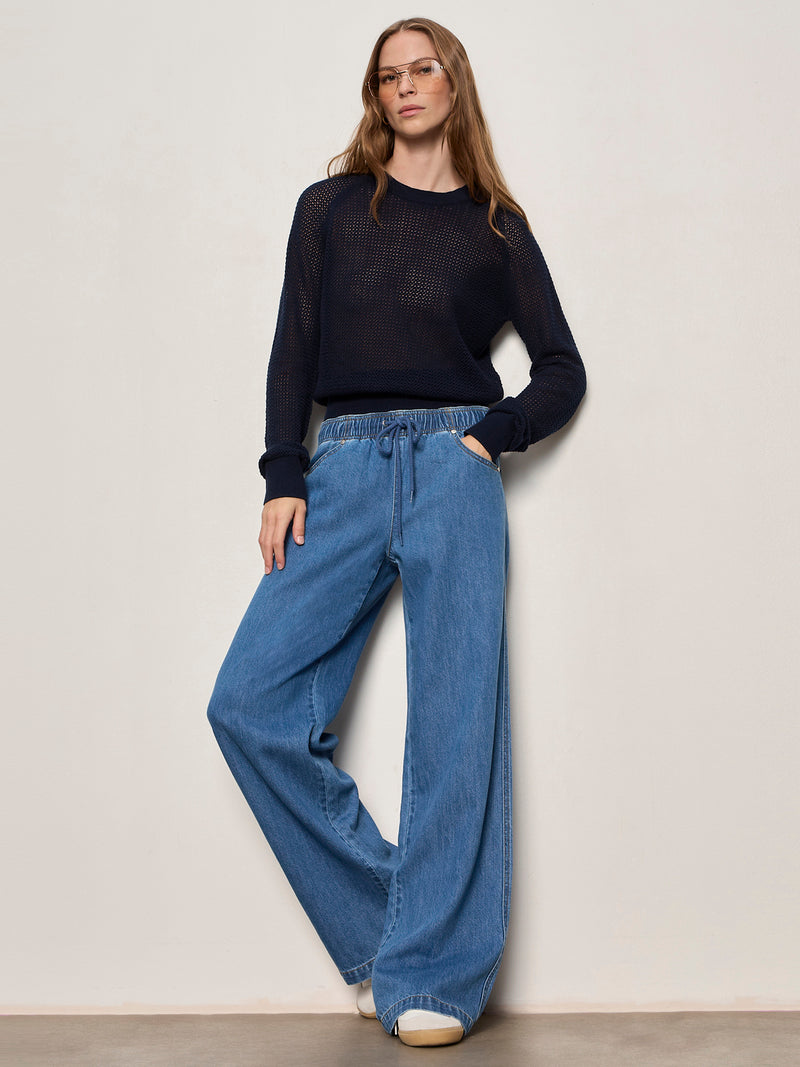 Soleil Open Stitch Sweater Navy Blazer alt 4