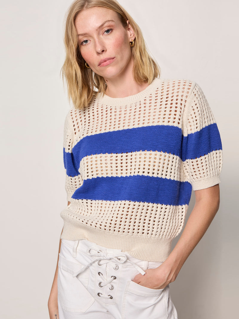 Beachside Openwork Tee Collagen With Luminous Blue