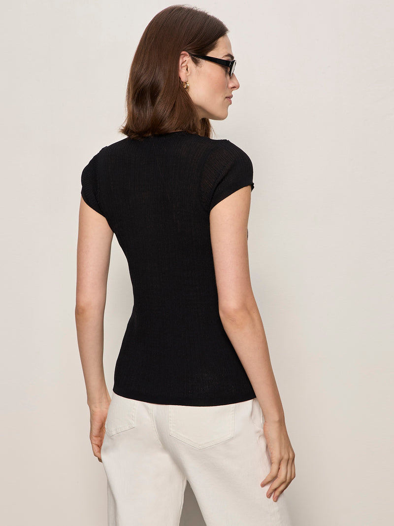 Soft Focus Ribbbed Top Black alt 1