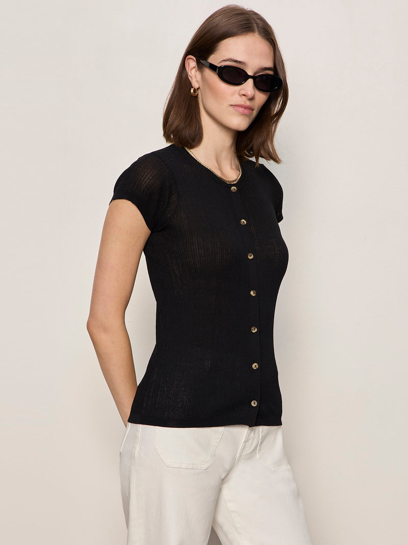 Soft Focus Ribbbed Top Black alt 2