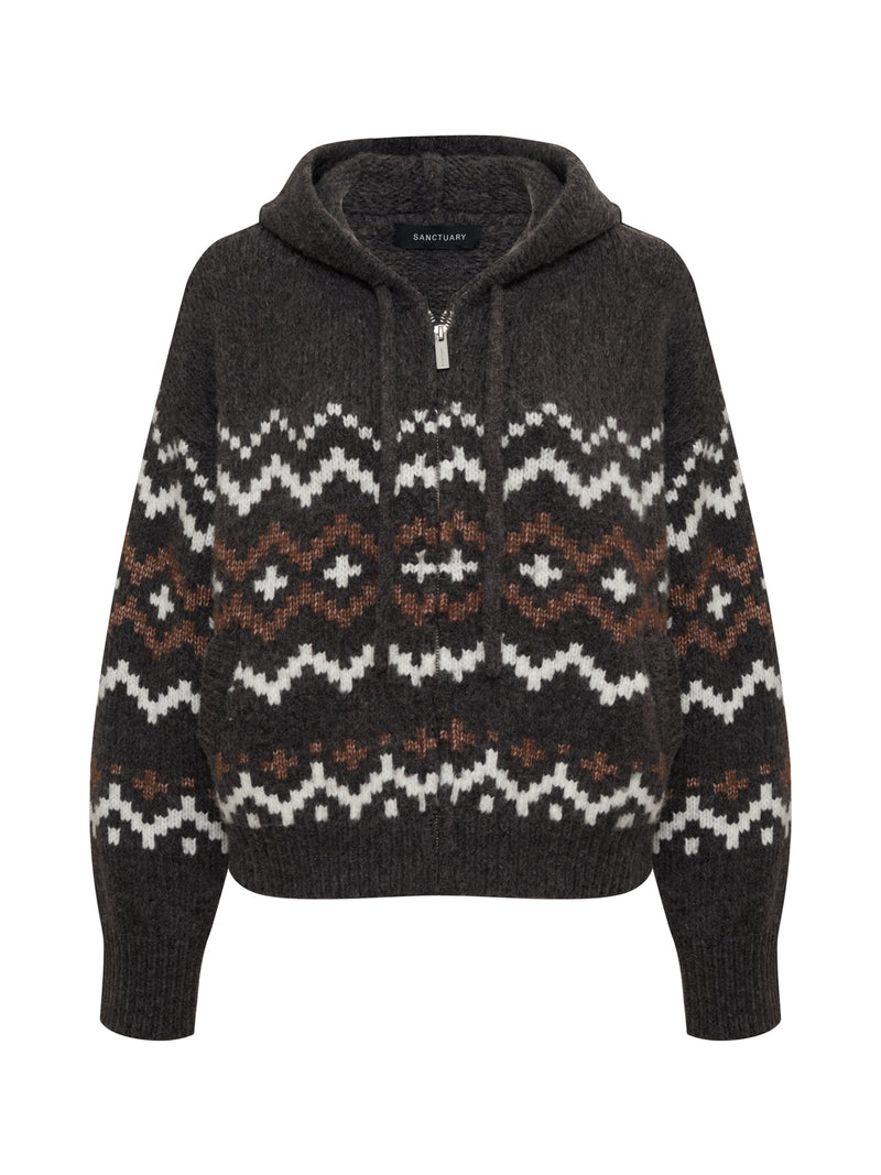Zip-Up Fairisle Hoodie Mocha Fairisle Extended Sizing alt 5