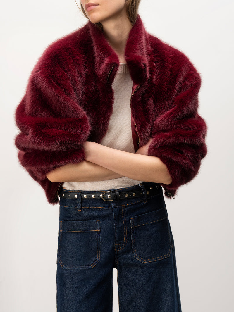 Everest Fur Bomber Bordeaux