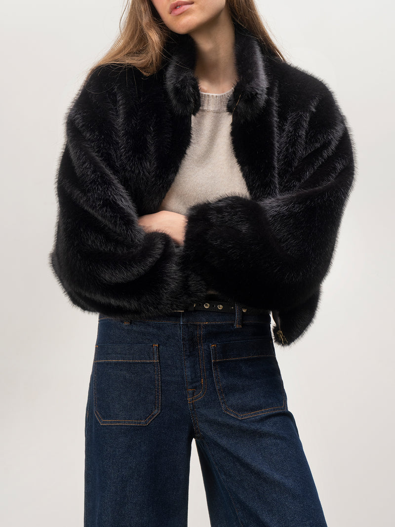 Everest Fur Bomber Black