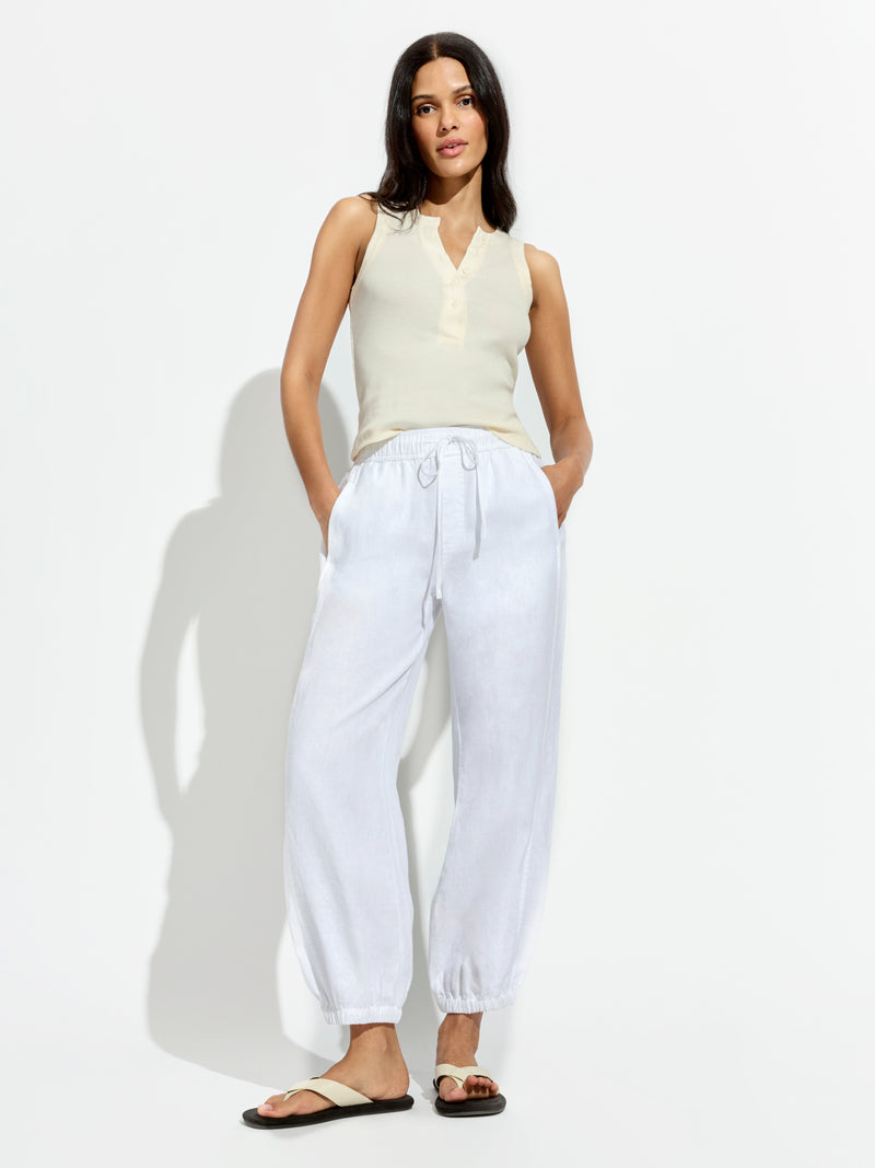 Melody Micro Linen Balloon Pant White alt 1