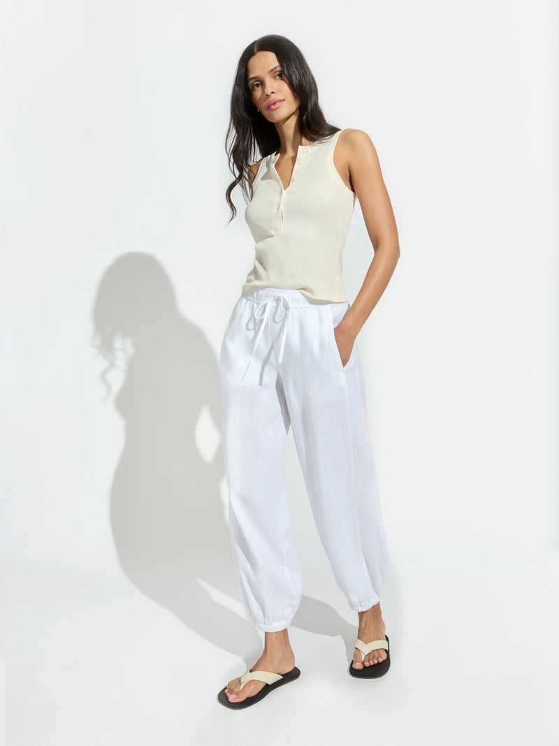 Melody Micro Linen Balloon Pant White alt 2