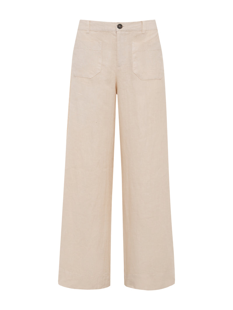 The Linen Marine Wide Leg Pant Summer Sand alt 5
