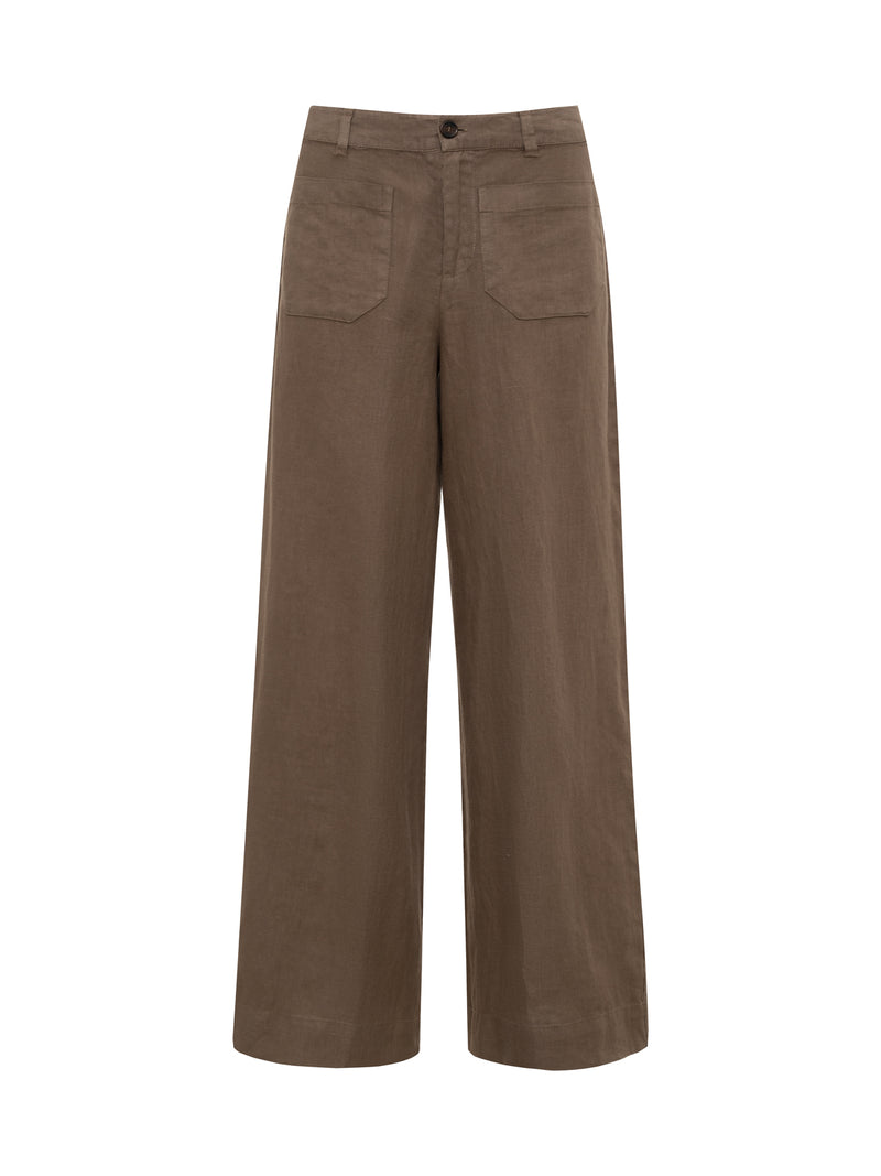 The Linen Marine Wide Leg Pant Timber alt 6