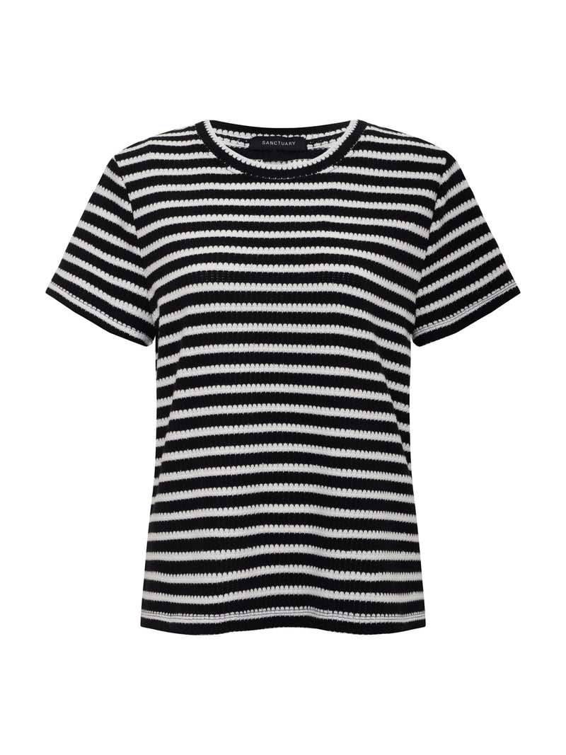 Perfect Textured Tee Black/Chalk Stripe Extended Sizing alt 5