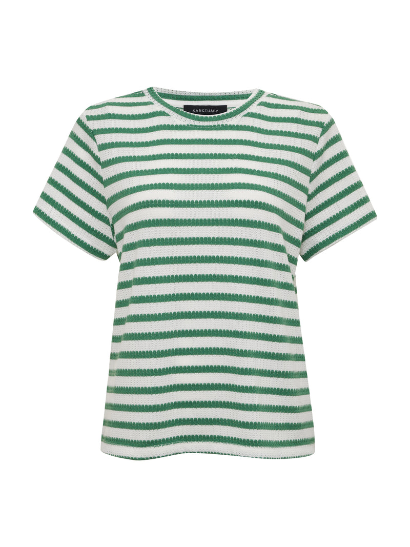 Perfect Texture Tee Chalk/Green Juice Stripe Petite Sizing alt 5