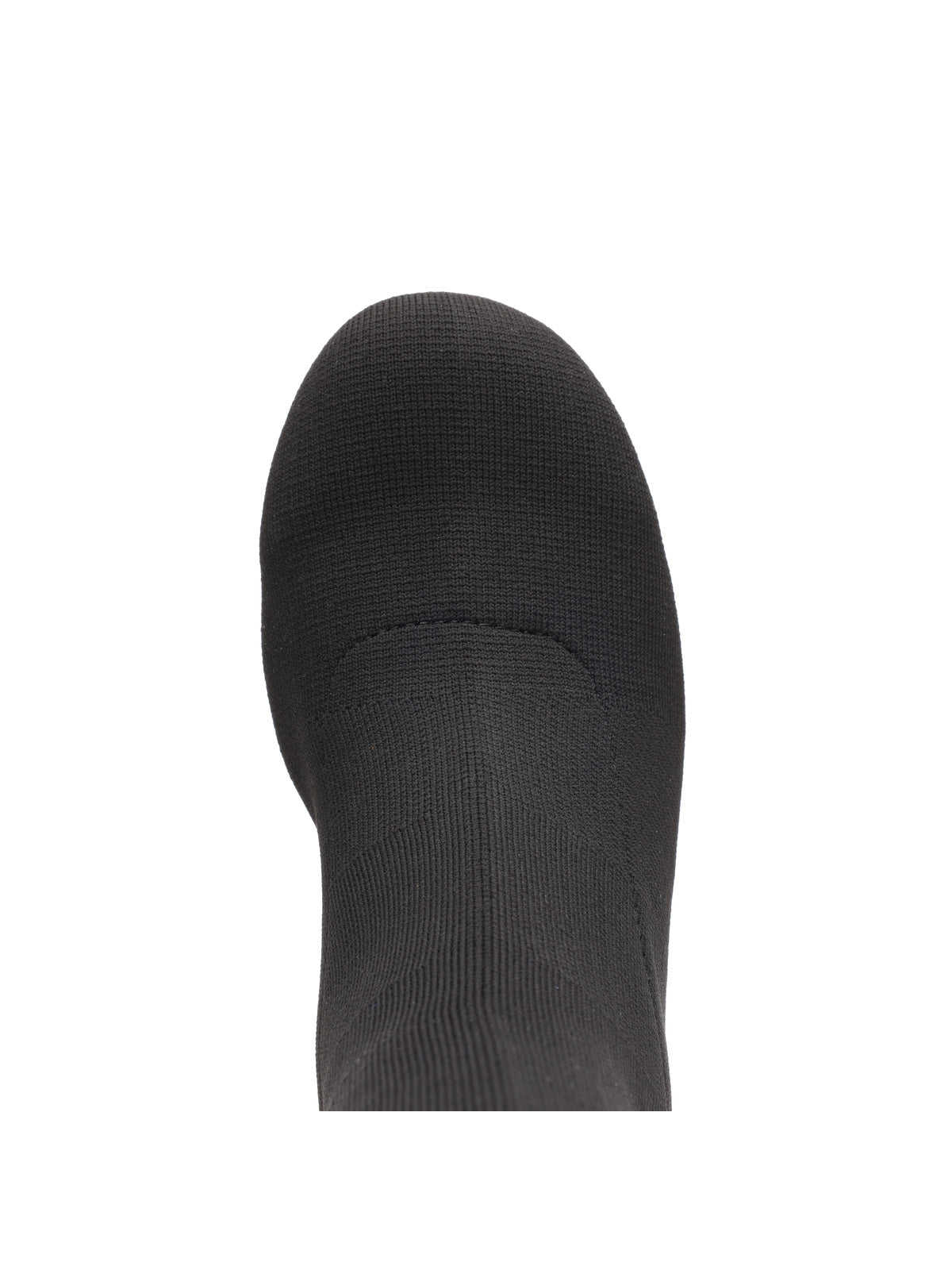 Top view of the Ronnie Tall Shaft Stretch Boot in black by Sanctuary Clothing, highlighting its textured fabric surface at the toe and shaft against a white background.