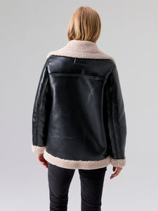 Alexa Asymmetrical Coat Black and Beige