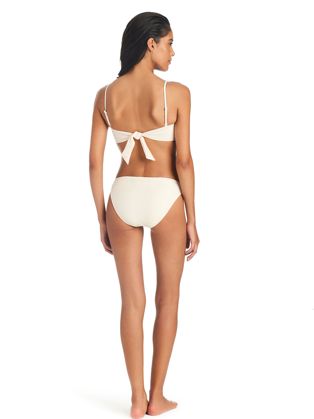 On The Water Texture Bandeau Bikini Top White Sand