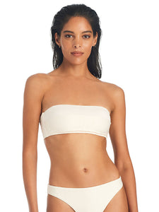 On The Water Texture Bandeau Bikini Top White Sand