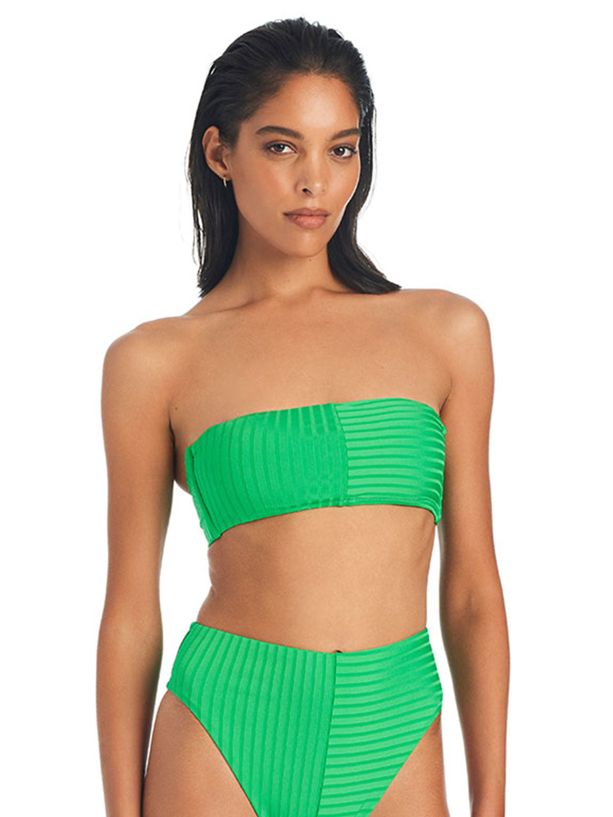 Refresh Rib Bandeau Bikini Top Green Flare