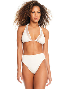 Sea Crochet Triangle Halter Bikini Top White Sand