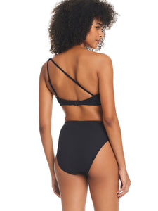 Sandbar Solids One Shoulder Bikini Top Black