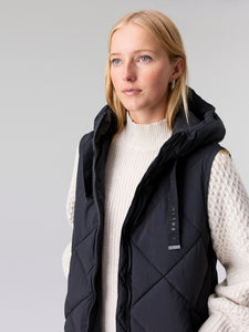 Sydney Quilted Maxi Puffer Vest Black