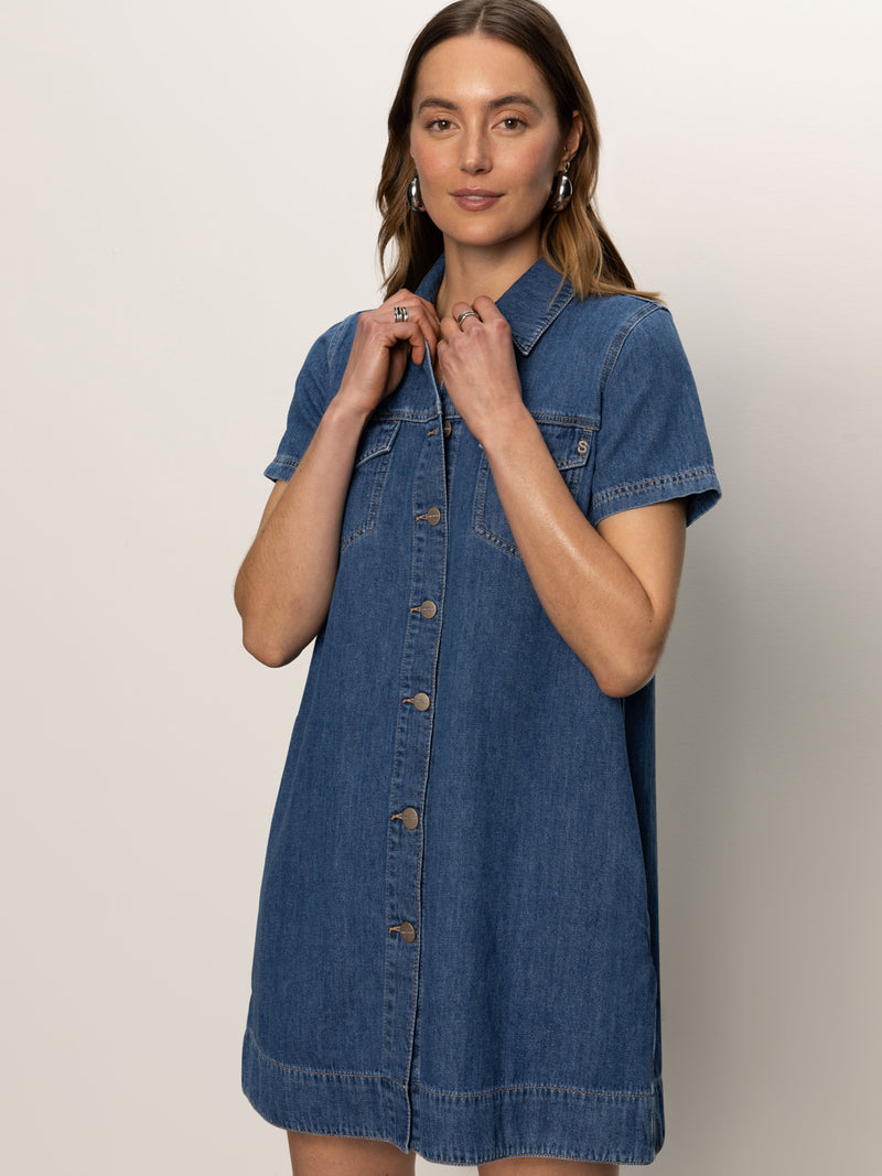 Denim Shiftdress Medium Wash alt 3