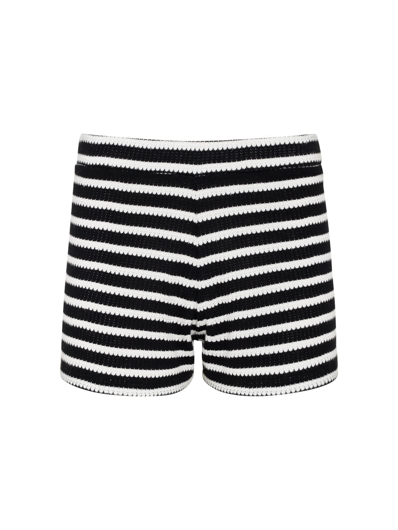 Textured Knit Short Black/Chalk Stripe alt 4