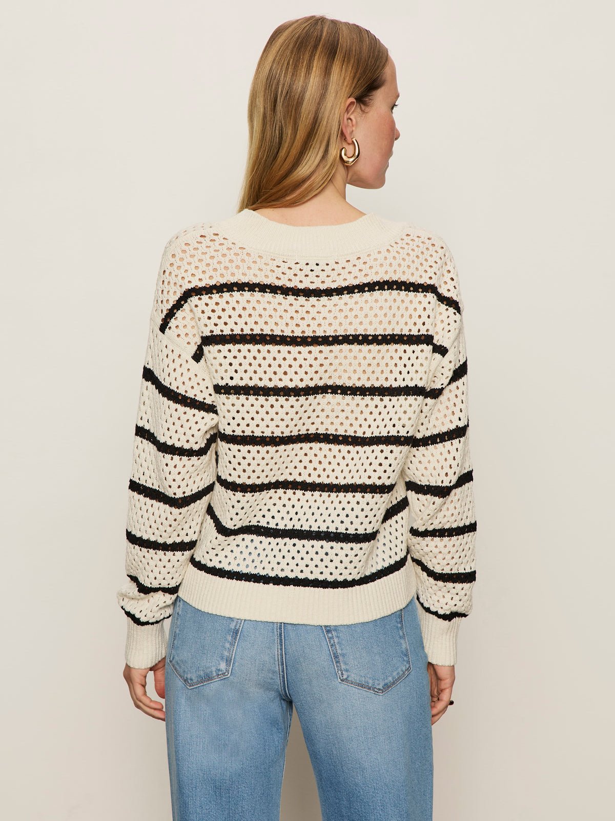 Airy Openwork Sweater Chalk Black Stripe - Sanctuary Clothing