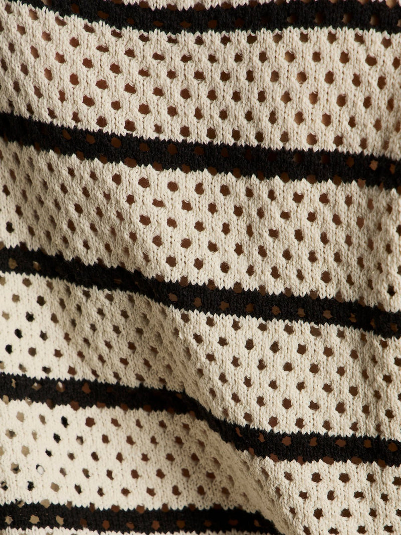 Airy Openwork Sweater Chalk Black Stripe alt 5
