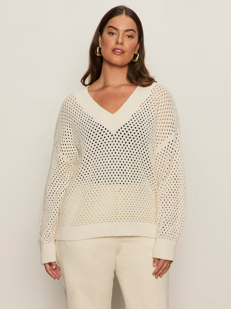 Airy Openwork Sweater Macrame Extended Sizing alt 1
