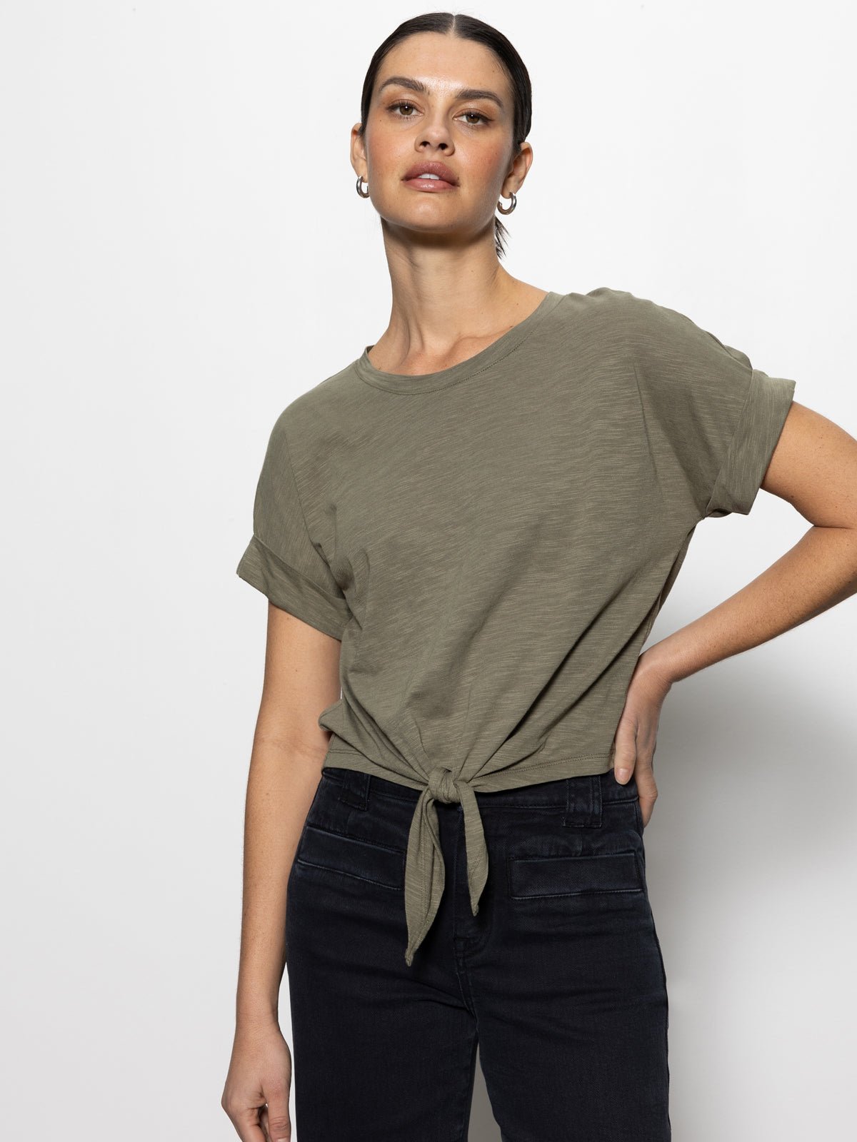 All Day Tie Tee Trail Green - Sanctuary Clothing