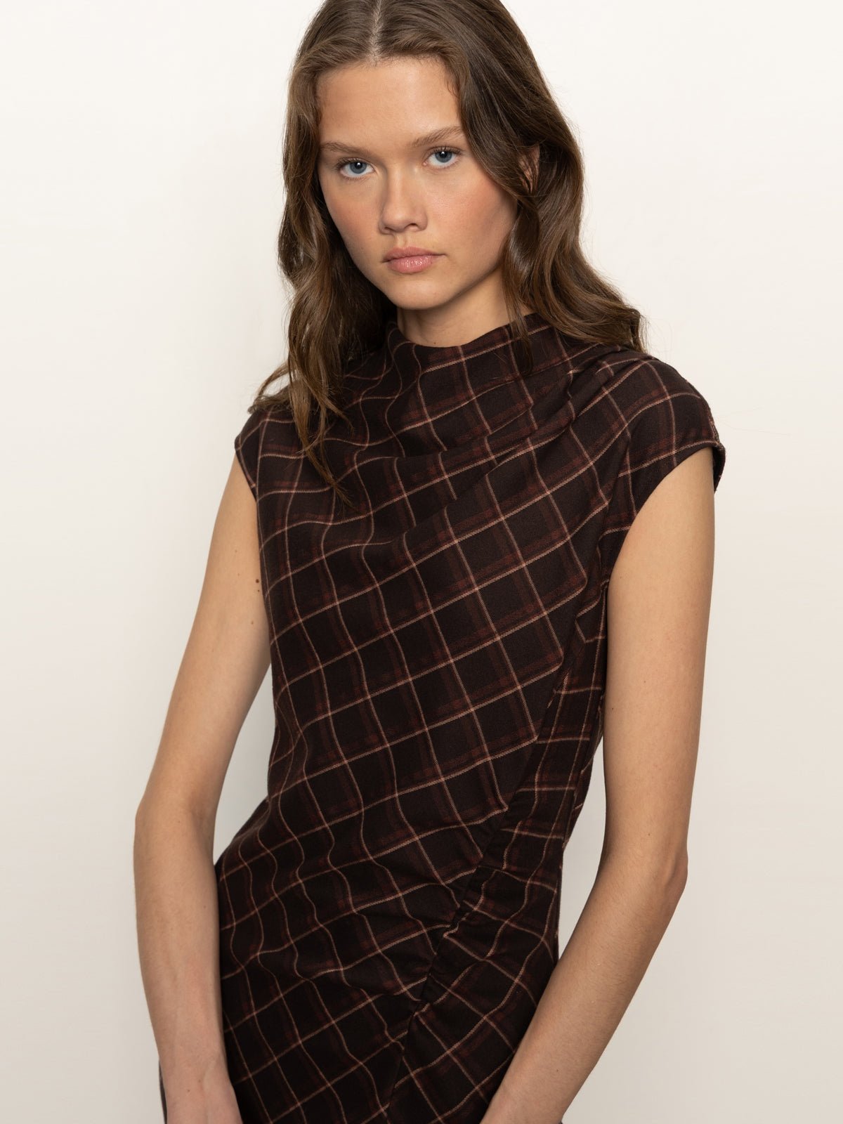 Autumns Best Dress Cocoa Plaid - Sanctuary Clothing