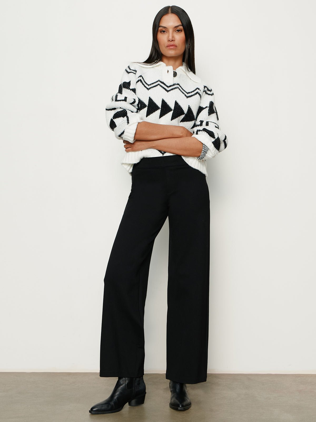 Below Zero Fairisle Popover Chalk And Black Fairisle - Sanctuary Clothing