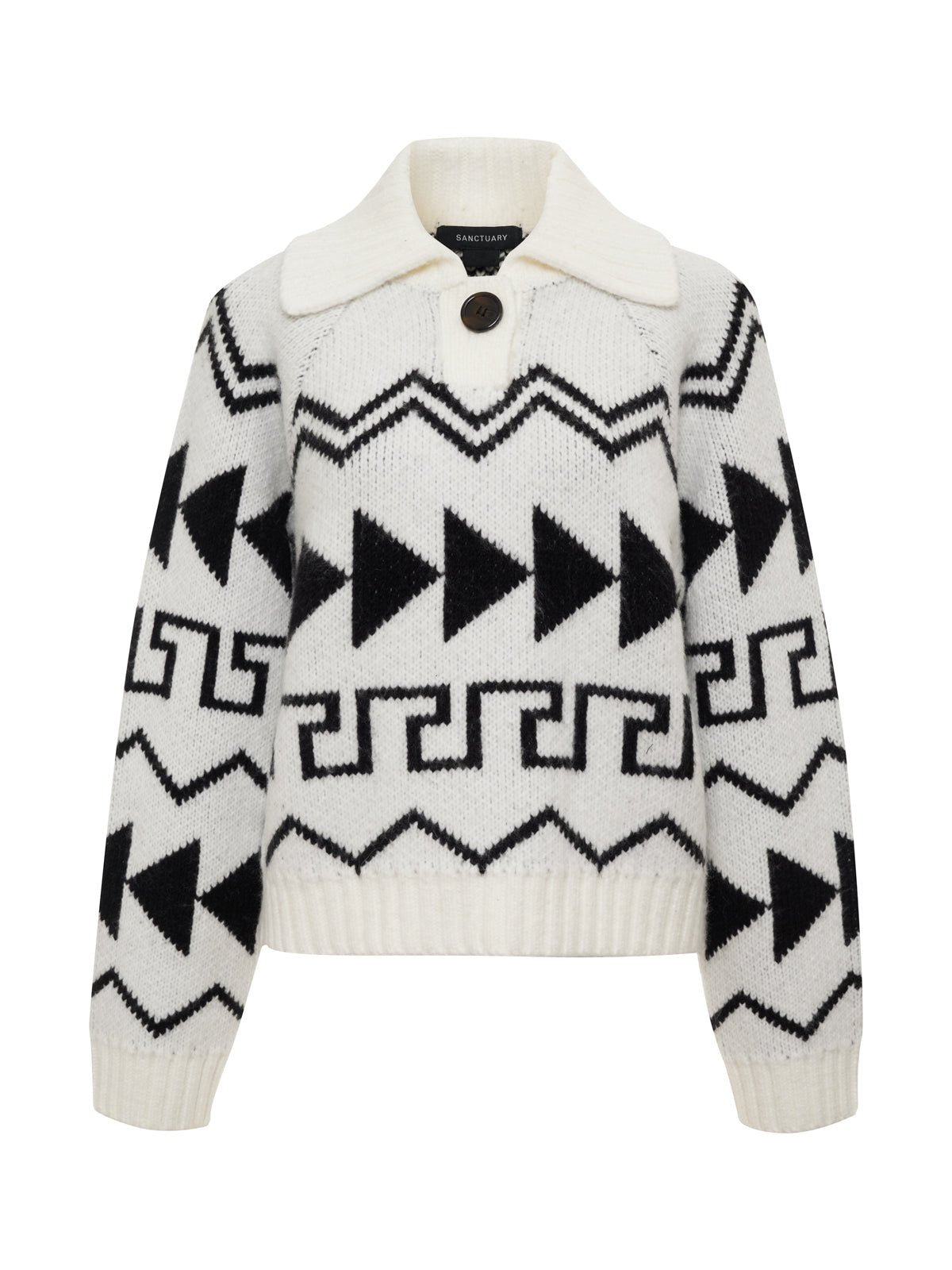 Below Zero Fairisle Popover Chalk And Black Fairisle - Sanctuary Clothing