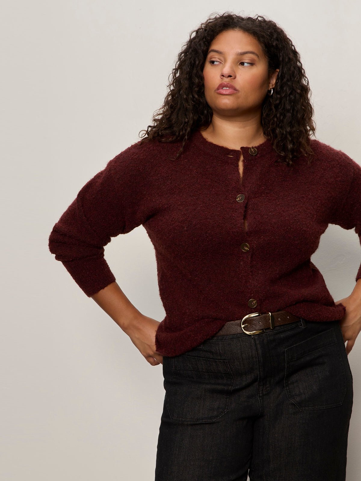 Boucle Cardi Dark Crimson Extended Sizing - Sanctuary Clothing