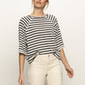 Boxy Raglan Tee Black with Light Oat Stripe - Sanctuary Clothing
