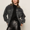 Boyfriend Trucker Jacket Washed Black Denim - Sanctuary Clothing