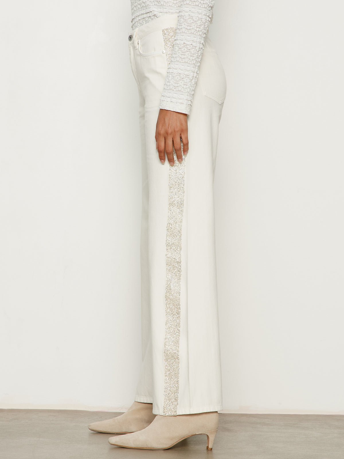 Cadence Shimmer Stripe Jean Vanilla Creme - Sanctuary Clothing