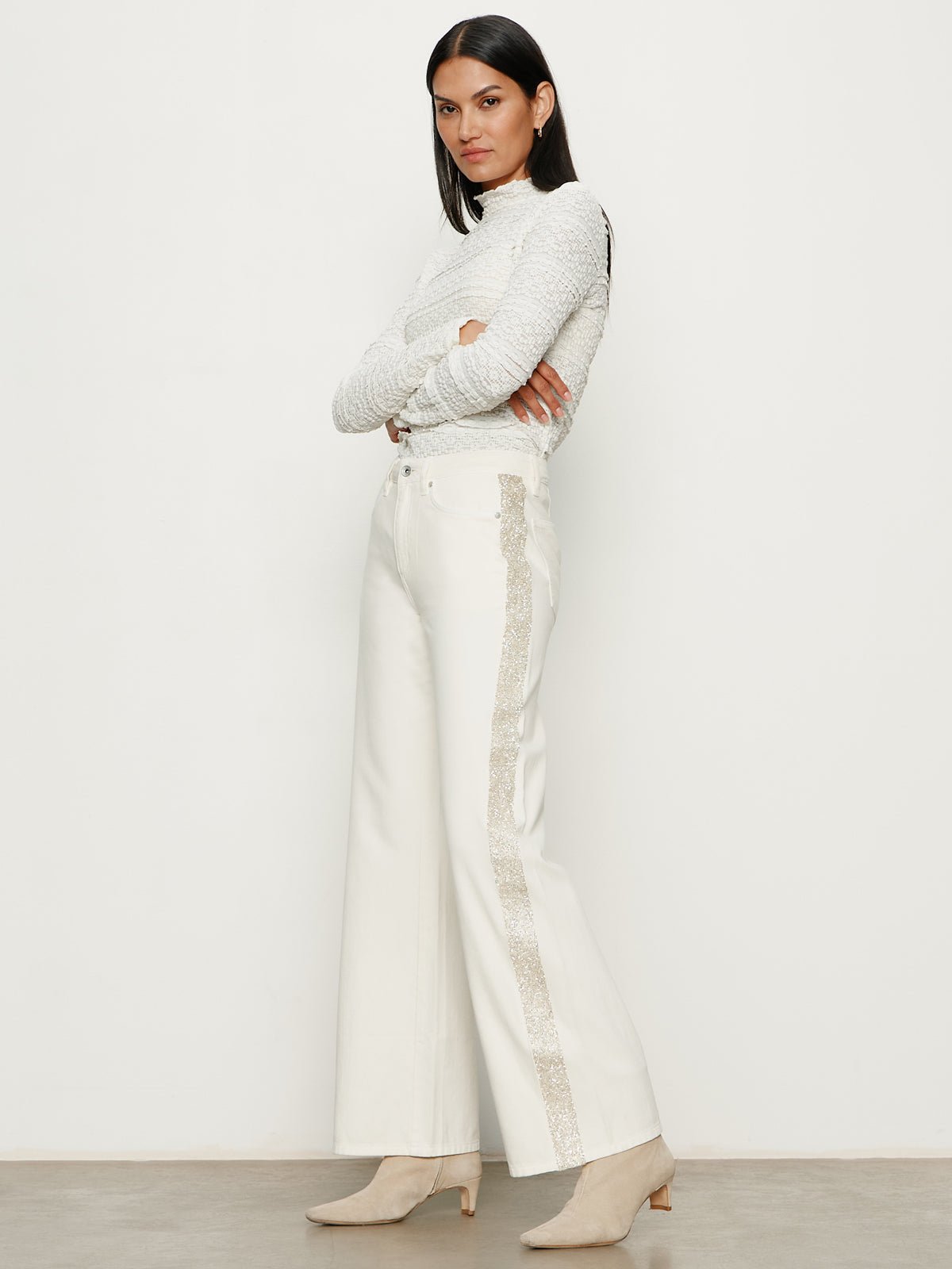 Cadence Shimmer Stripe Jean Vanilla Creme - Sanctuary Clothing